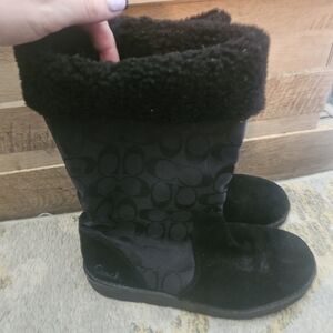 Authentic Signature Coach Kally Black Suede Boots. 9.5